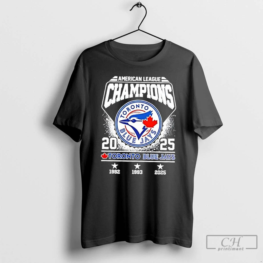 Classic 2025 American League Champions Toronto Blue Jays Baseball Logo T Shirts