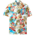 Beach Holiday Shirt with Surfing Claus and Tropical Vibes