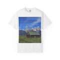 Rustic Mountain Barn T-Shirt | Scenic Cabin Photo Print