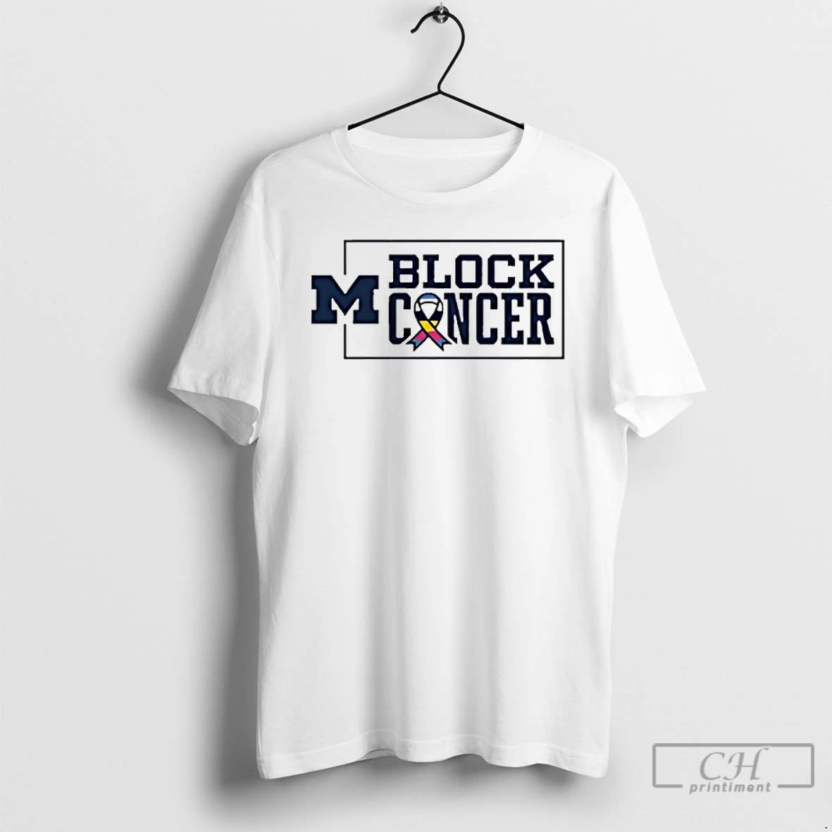 Classic Michigan Football 2025 Block Cancer T Shirts