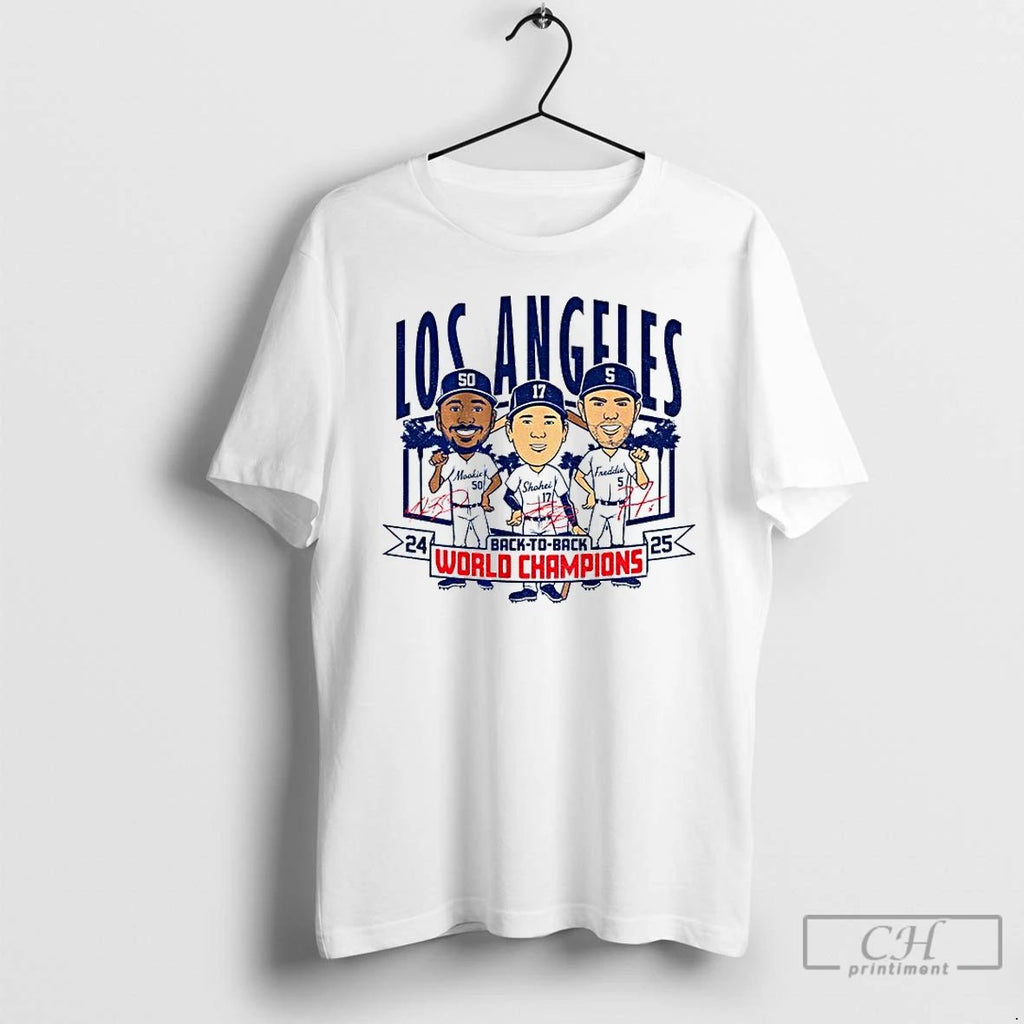 Classic Los Angeles Dodgers Baseball Back To Back World Champions Caricatures 24 25 Signature