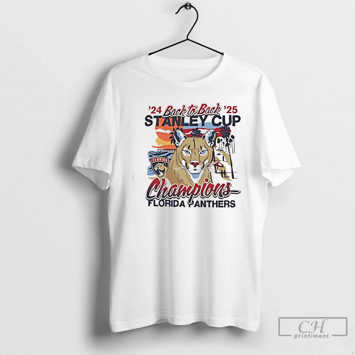 Premium Florida Panthers 47 Cream Back To Back Florida Sunset Franklin Graphic T Shirts