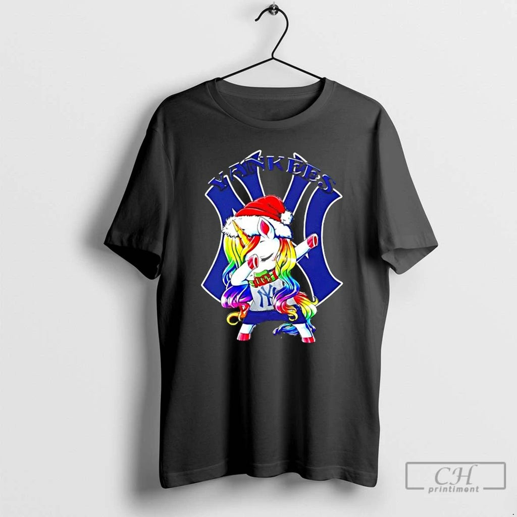 Classic New York Yankees X Unicorn Santa Hat Dabbing Merry Christmas T Shirts