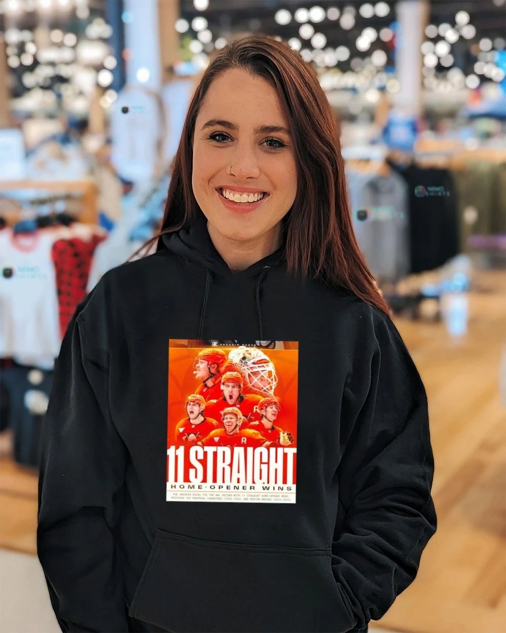 Anaheim Ducks 11 Straight Home Opener Wins NHL Record Collage shirt