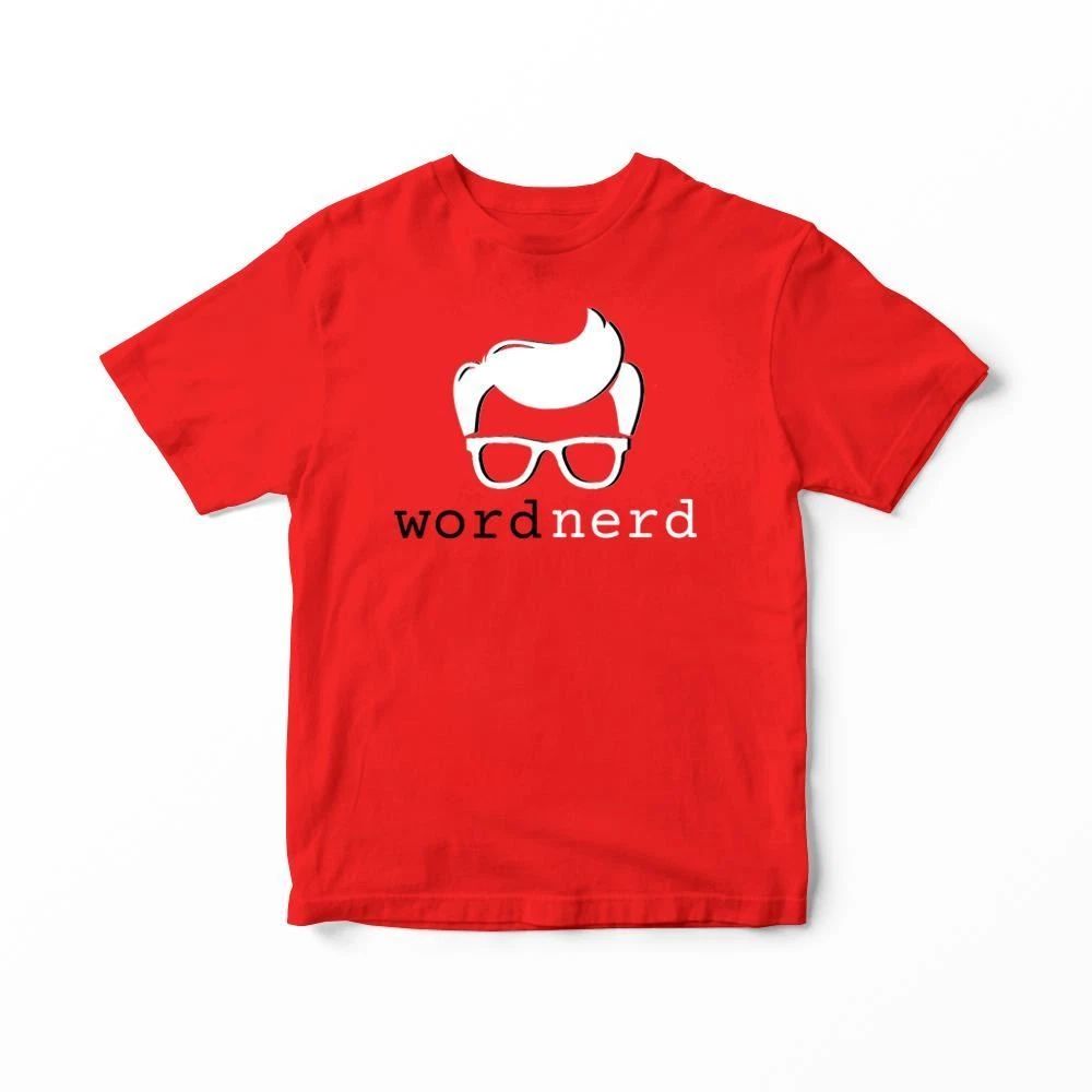Word Nerd T-Shirt Red Tee Shirt 100% Cotton Writer Librarian Reader Gift