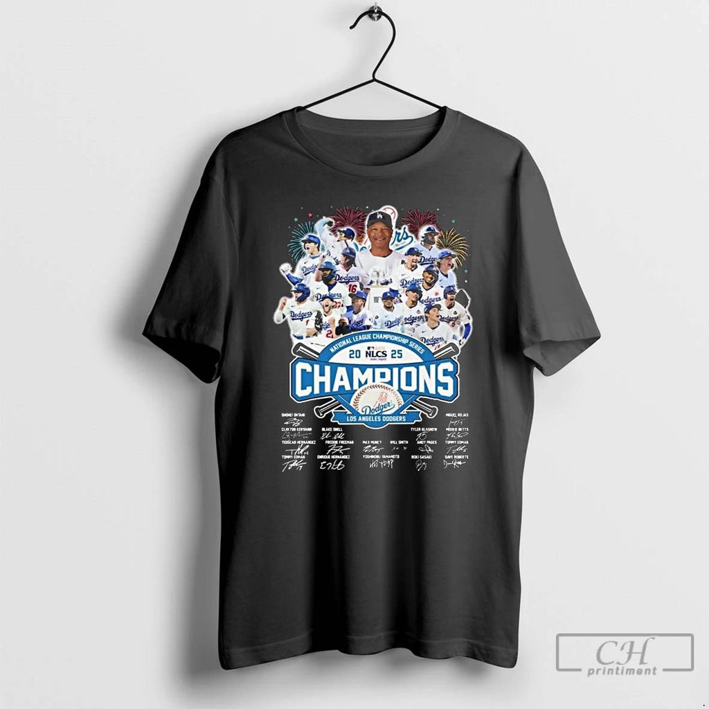 Classic Los Angeles Dodgers National League Champions Series 2025 Signatures Long Sleve T Shirts