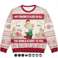 Christmas Couple My Favorite Place In The World - Personalized Unisex Ugly Sweater