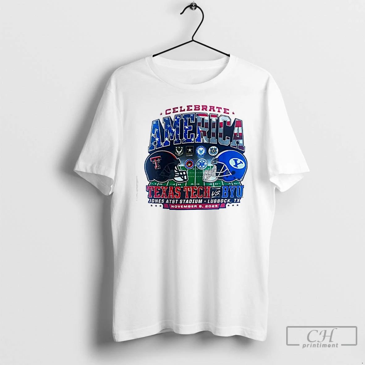 Premium Celebrate America Texas Tech Red Raiders And Byu Cougars Jones Att Stadium T Shirts