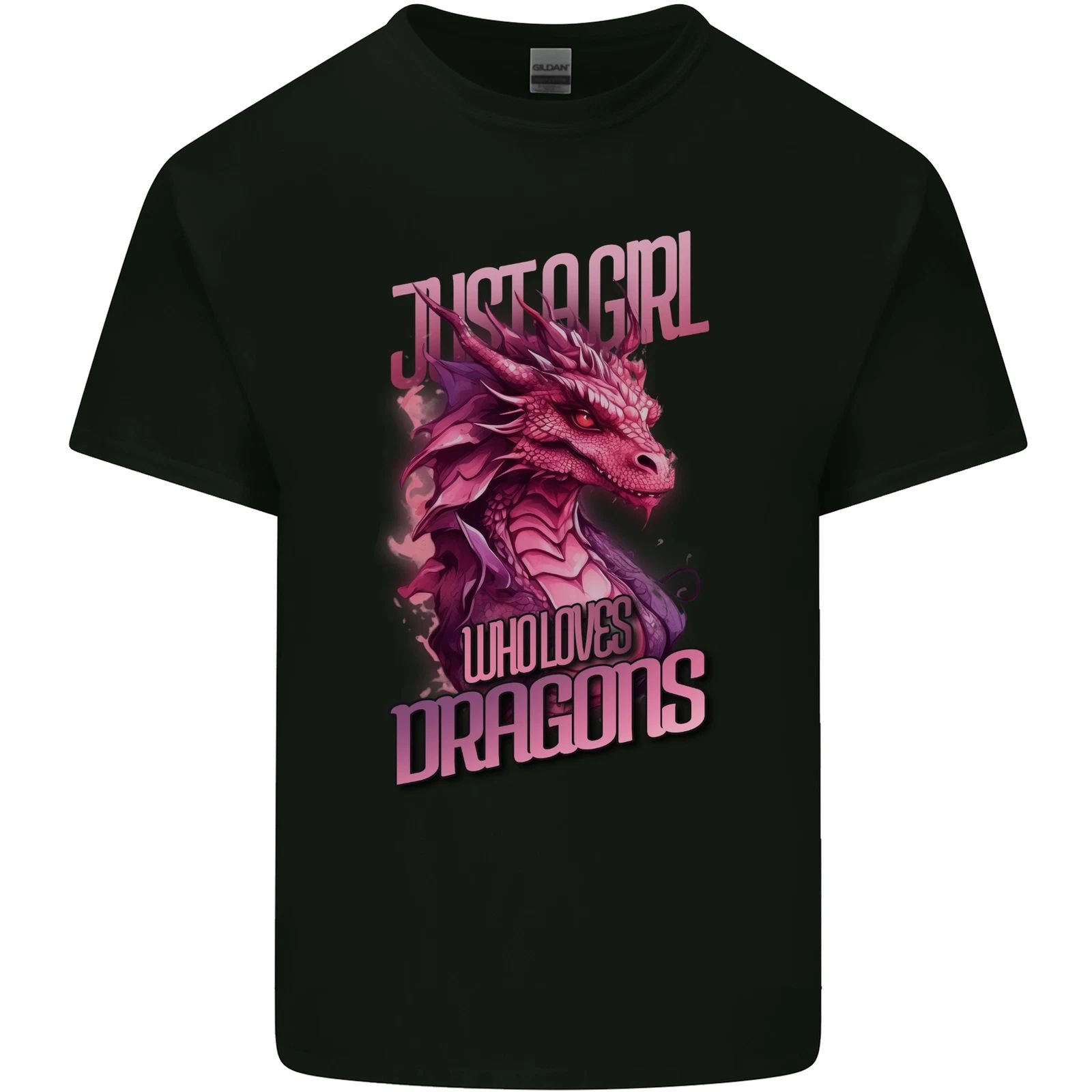 Just a Girl Who Loves Dragons Fantasy RPG Mens Cotton T-Shirt Tee Top
