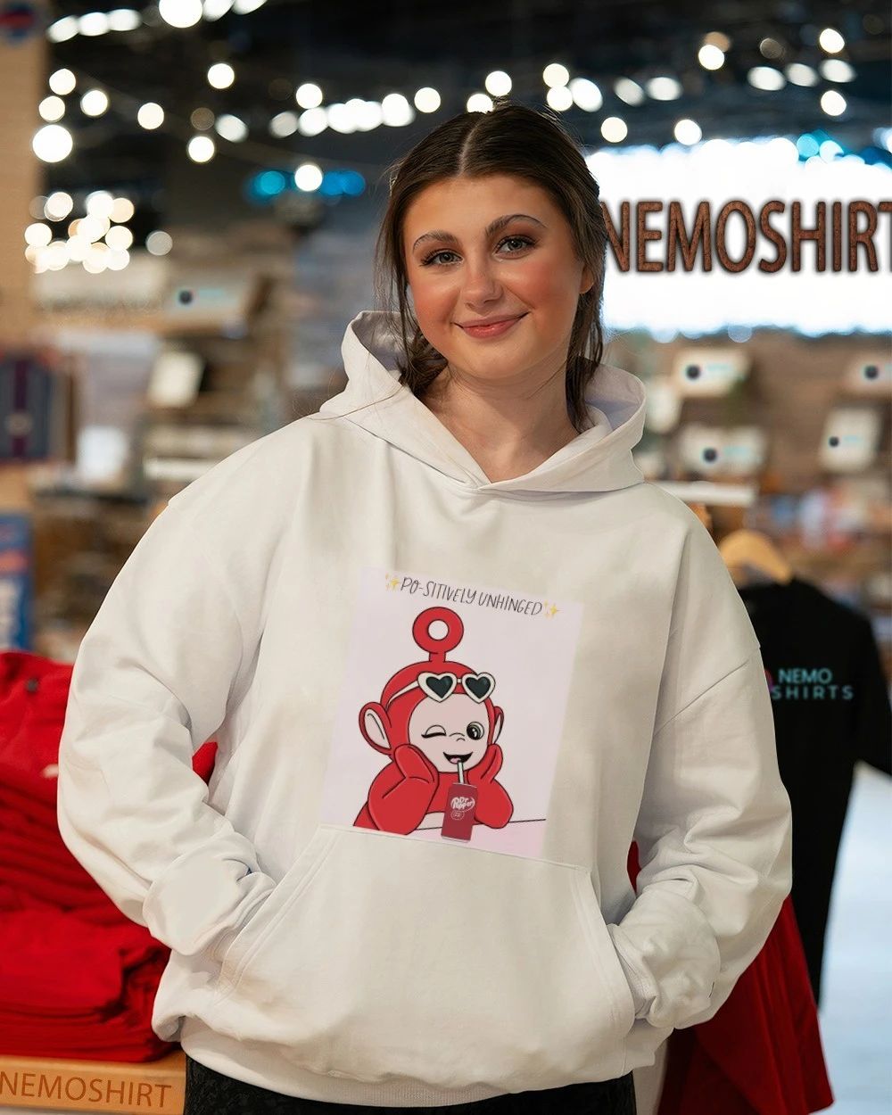 Po-sitively Unhinged Red Teletubby Drinking Dr Pepper shirt
