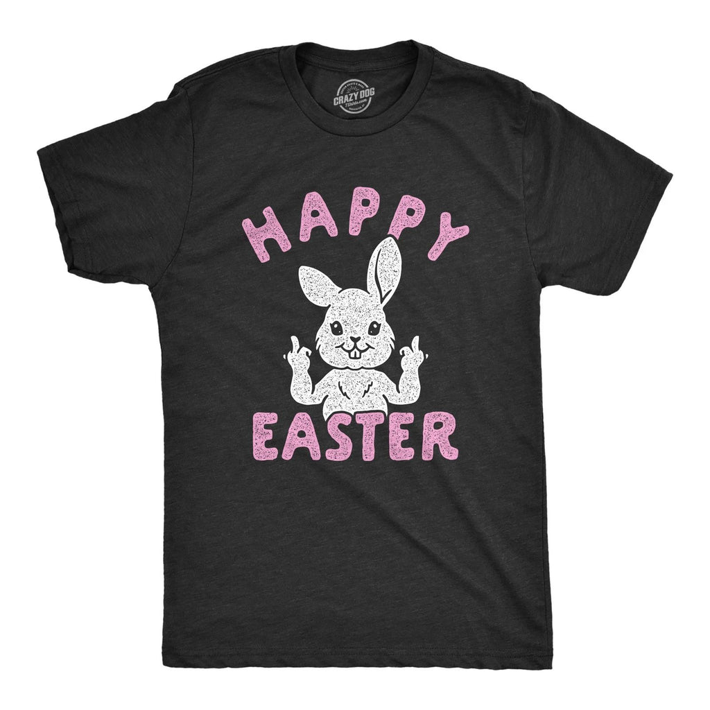 Mens Happy Easter Middle Finger T Shirt Cute Funny Offensive Bunny Hilarious Top