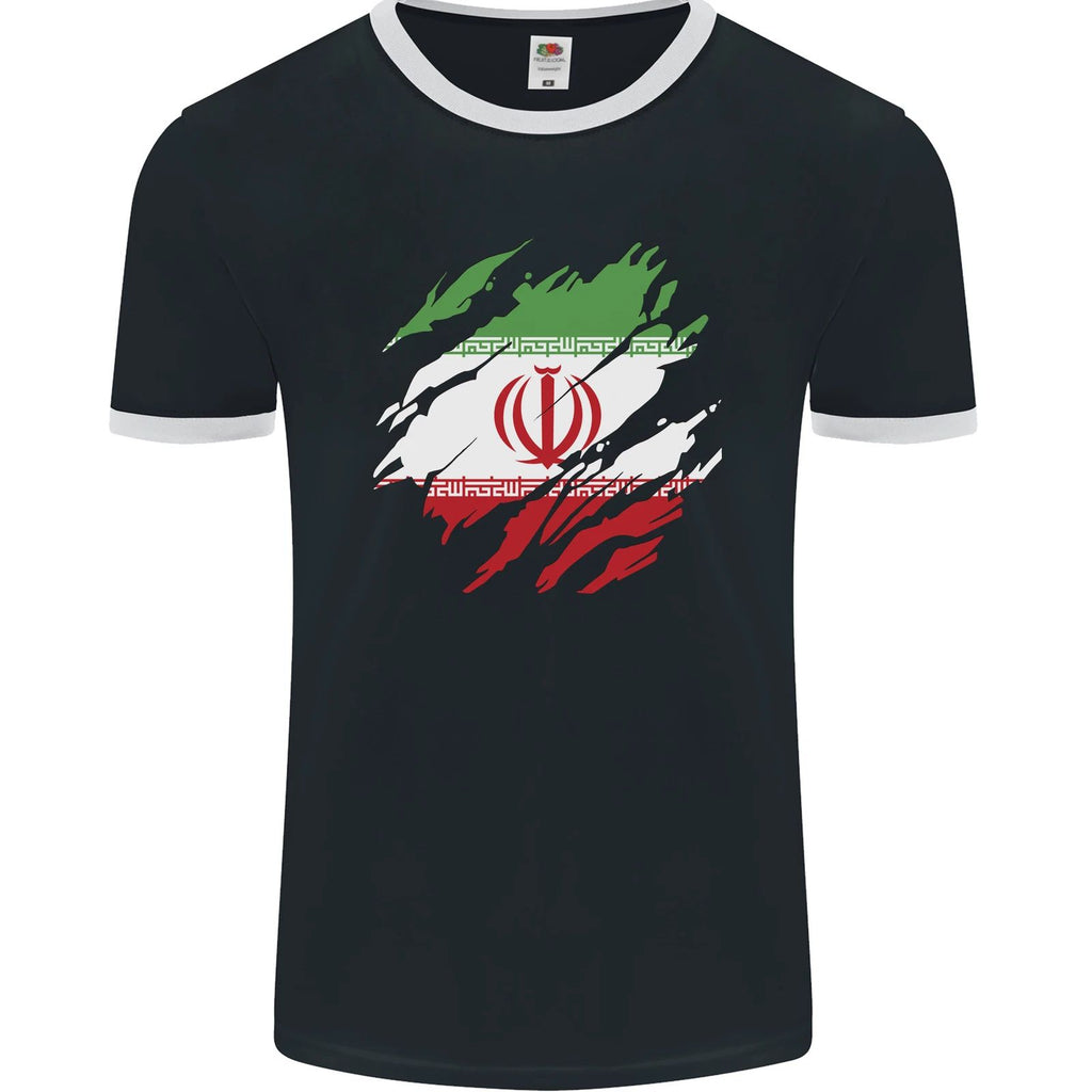 Torn Iran Flag Iranian Day Football Mens Ringer T-Shirt FotL