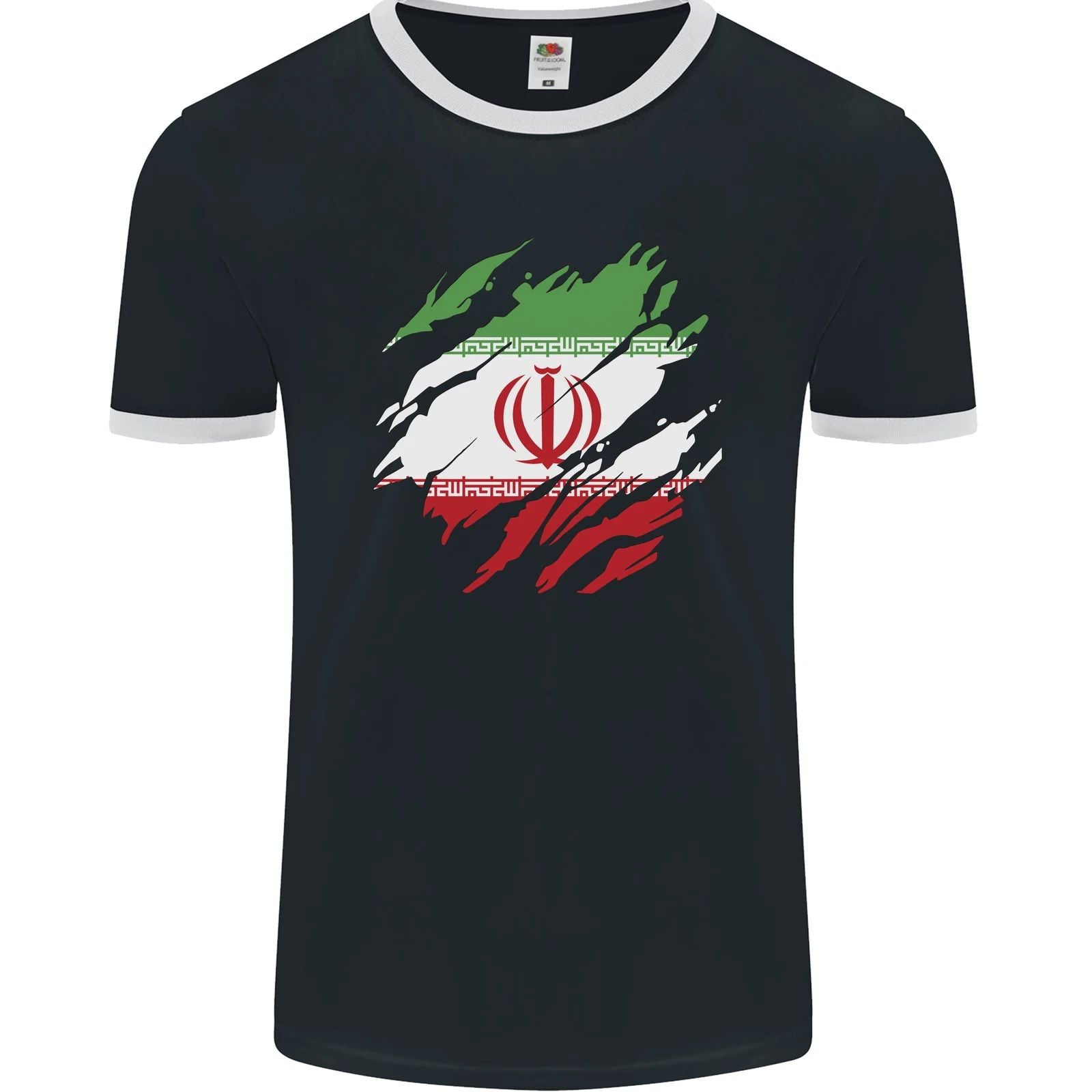 Torn Iran Flag Iranian Day Football Mens Ringer T-Shirt FotL