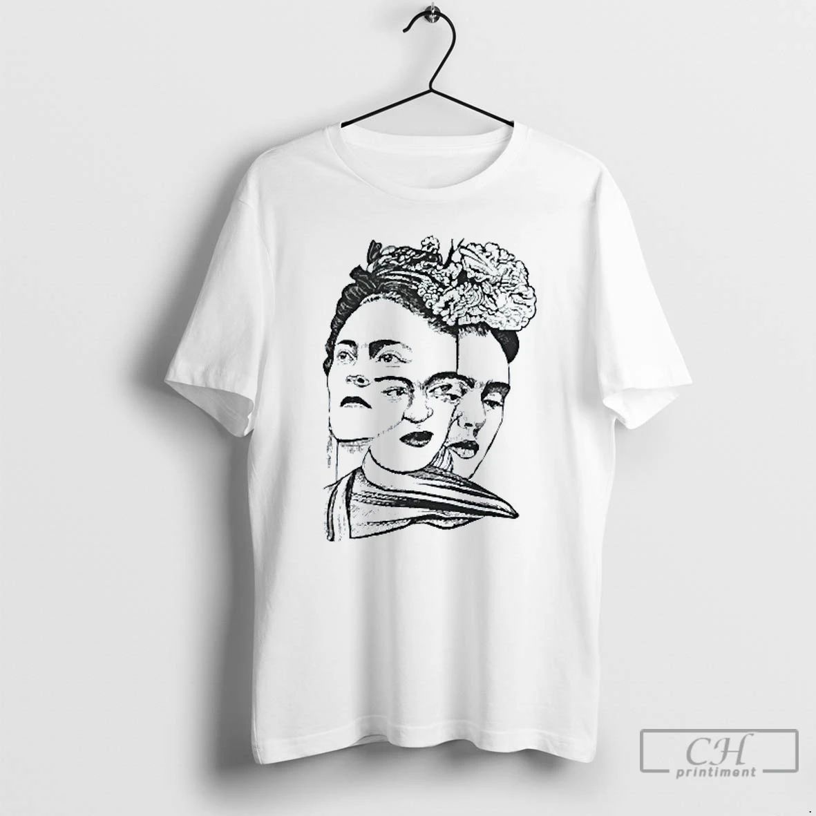 Classic Frida Kahlo Las Tres Fridas Faces Mens White Tee T Shirts