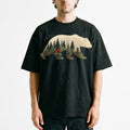 Cream Bear Wildflower Forest Birds Double Exposure Unisex T-Shirt Boho Lover Tee
