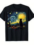 Cat Starry Night Van Gogh Cat For Cat Lover Cat Mom Cat Dad T-ShirtCouple Clothi