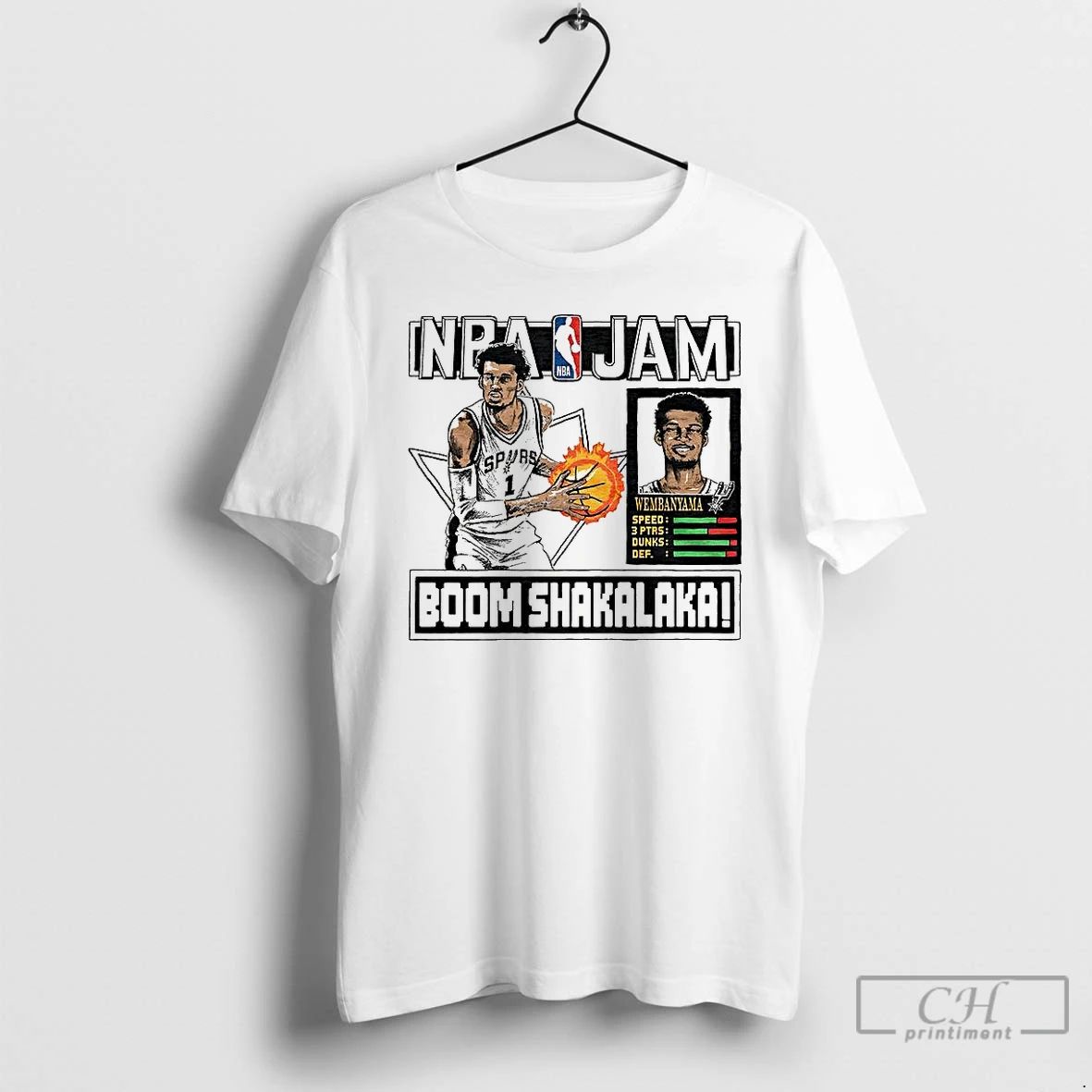 Classic Victor Wembanyama San Antonio Spurs Nba Jam Boom Shakalaka Classic Video Game T Shirts