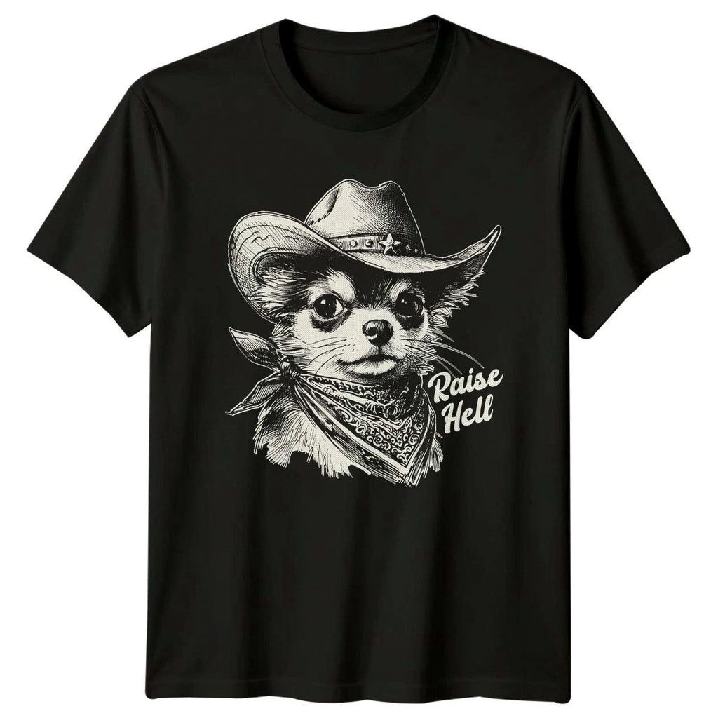 Raise Hell T-Shirt Chihuahua Western Dog Birthday Gift For Him And Her