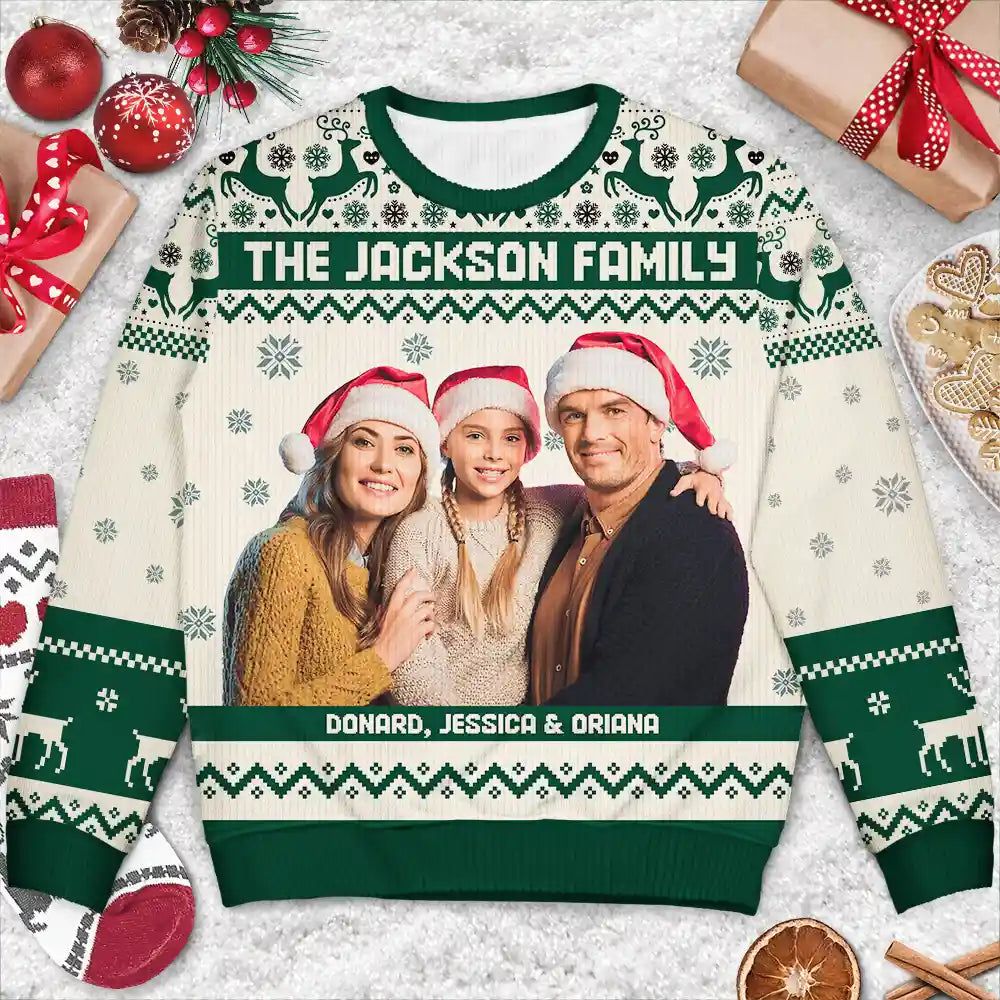 Custom Photo Family Merry Christmas - Personalized Unisex Ugly Sweater
