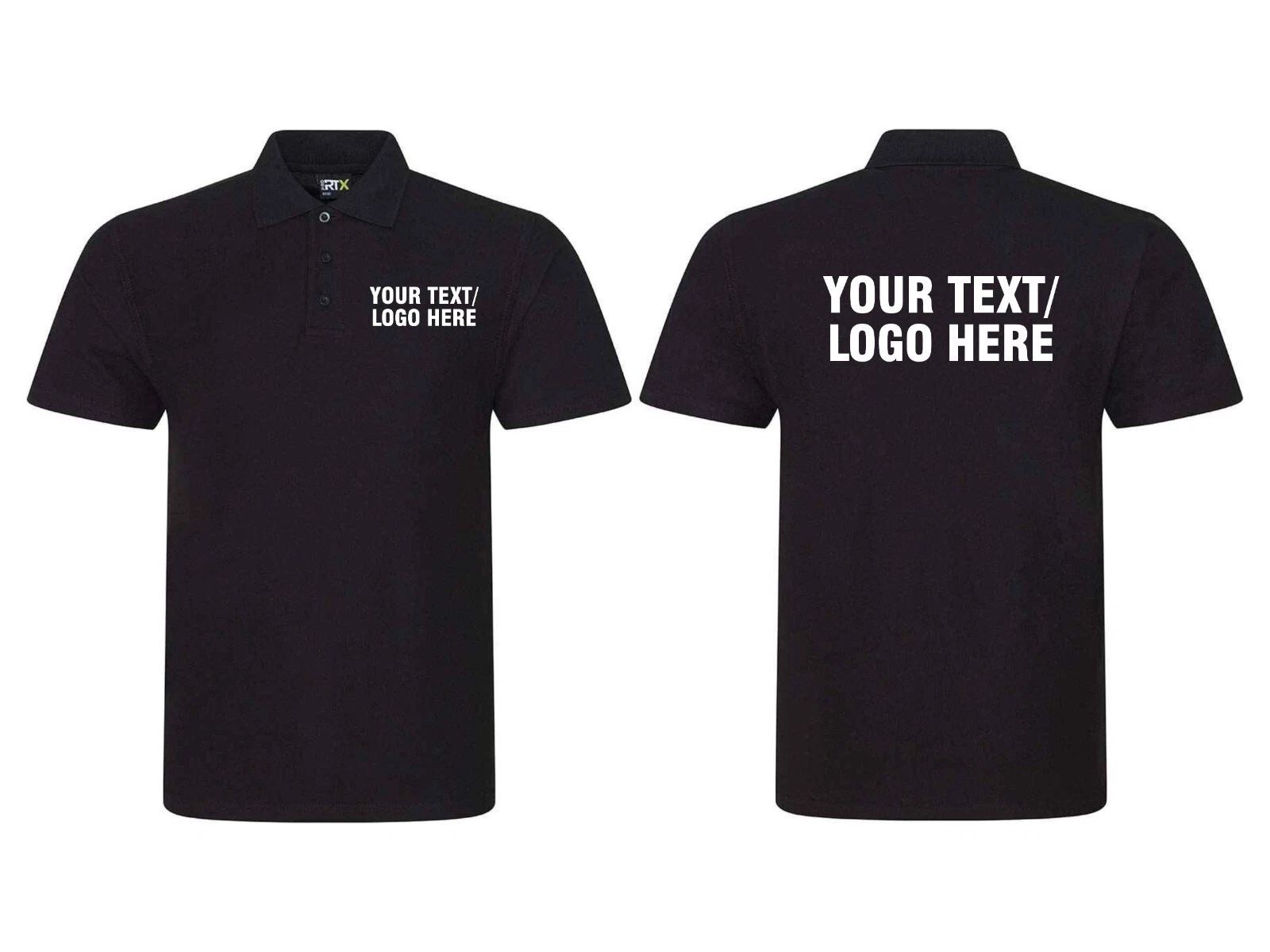 Personalised Polo Shirt Printed Your Text Logo Here Short Sleeve Workwear T Tops