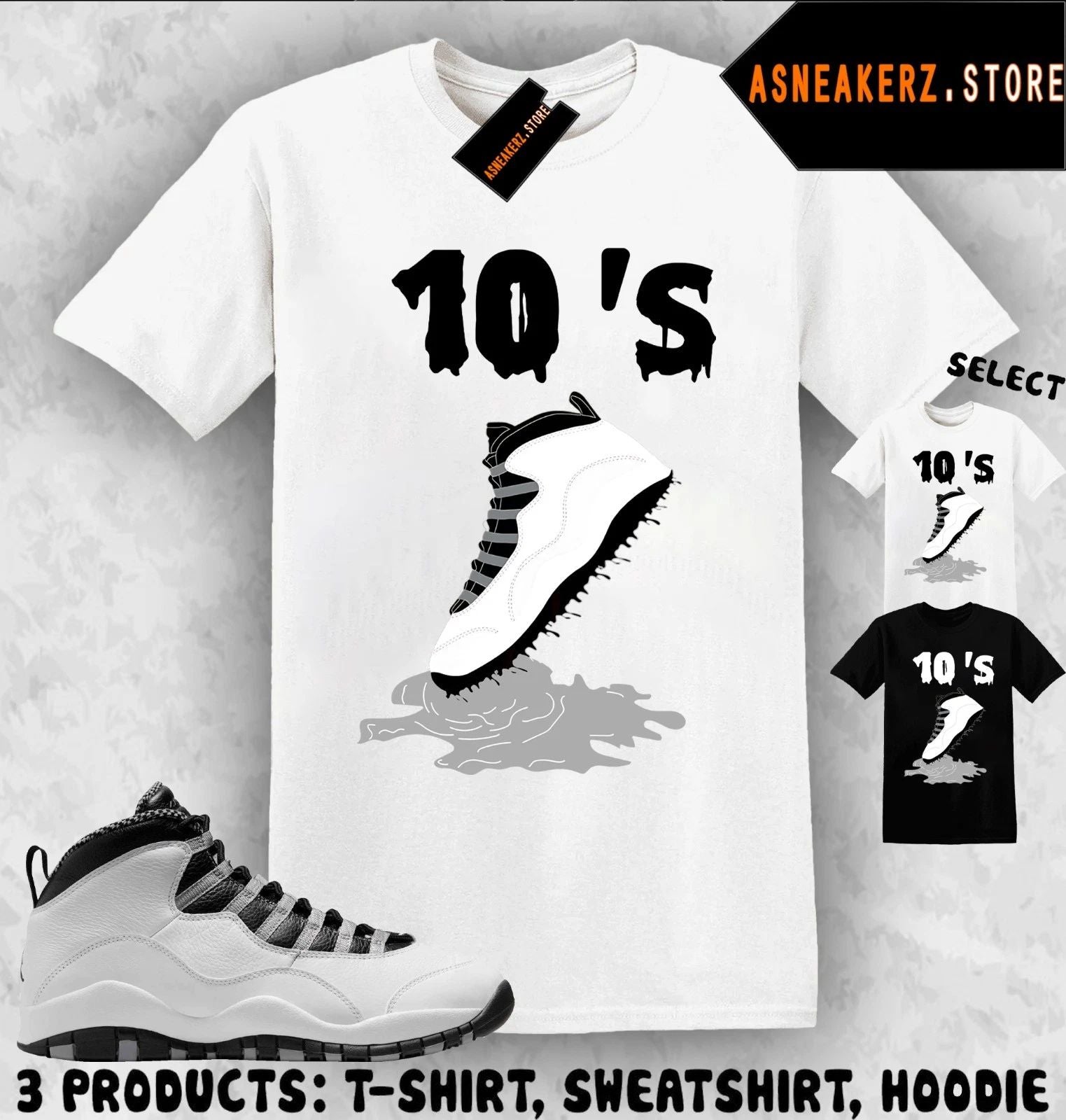 Tee Shirt Matching AJ 10 OG Steel 2025 Match Sneaker Shoe Dripping 10s T-Shirt