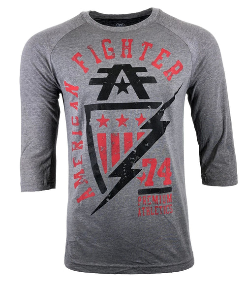 AMERICAN FIGHTER Men's T-Shirt CENTRAL RAGLAN Athletic Biker MMA S-3XL