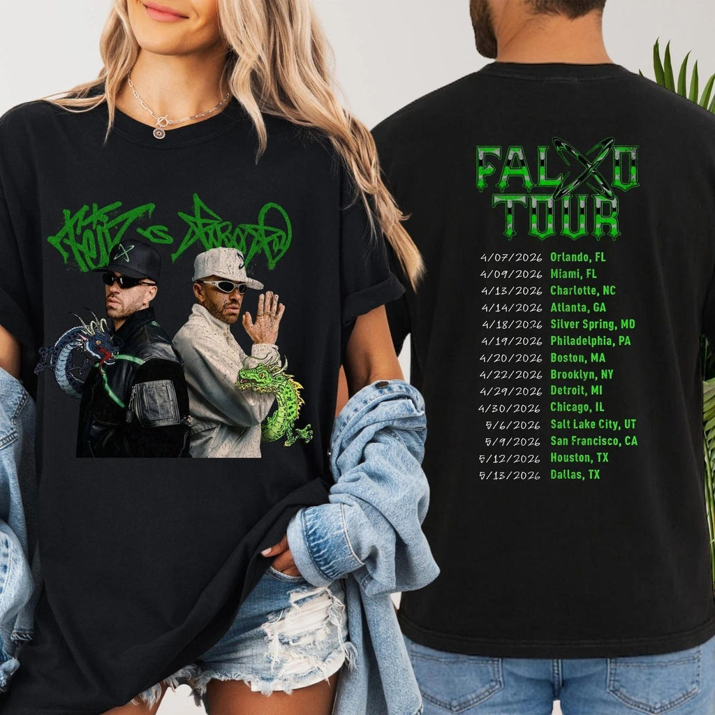 Ferxxo Falxo Tour Shirt Reggaeton Concert Tee Urban Latin Streetwear Green Print