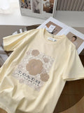 NWT COACH Women’s Signature White camellia beige T-shirt COTTON Reprint sale hot