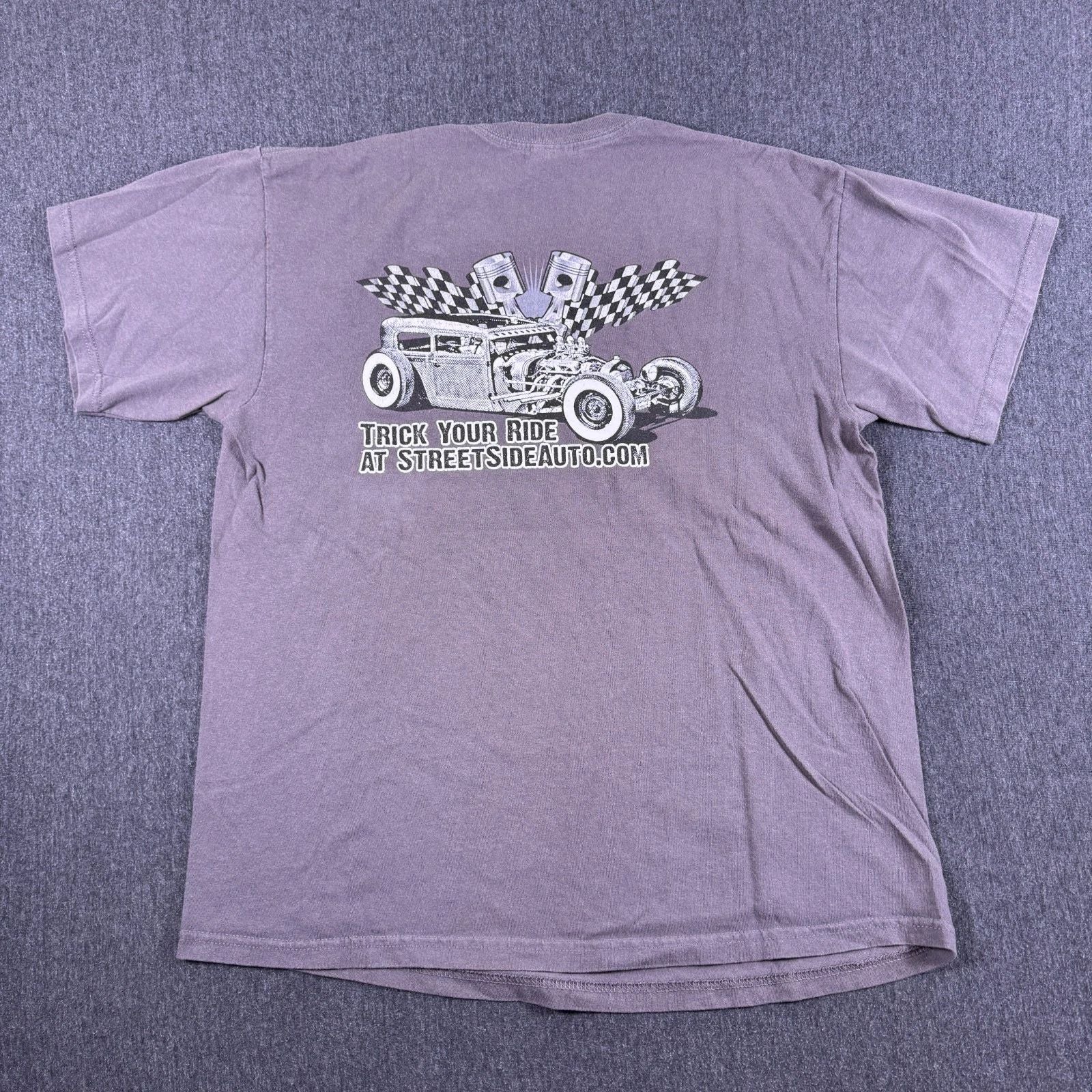 Gildan Muscle Car Style Street Side Logo Crew Neck Graphic Tees Size Large