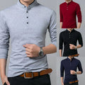 Mens Grandad Shirts Tee Shirt Long Sleeve Mandarin Collar Slim Fit Blouse Tops ⇖