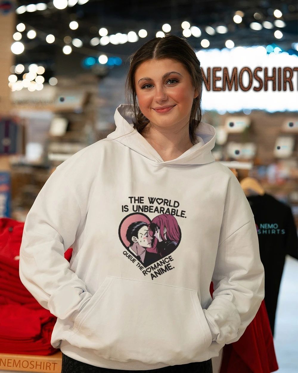 Smoking Behind the Supermarket with You the world is unbearable queue the romance anime shirt