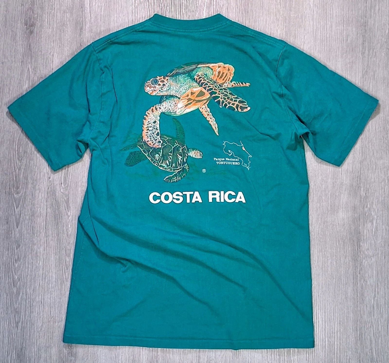 Vtg Costa Rica Tee Shirt Mens XL Green  Sea Turtle - TORTUGUERO NAT'L  PARK '90s