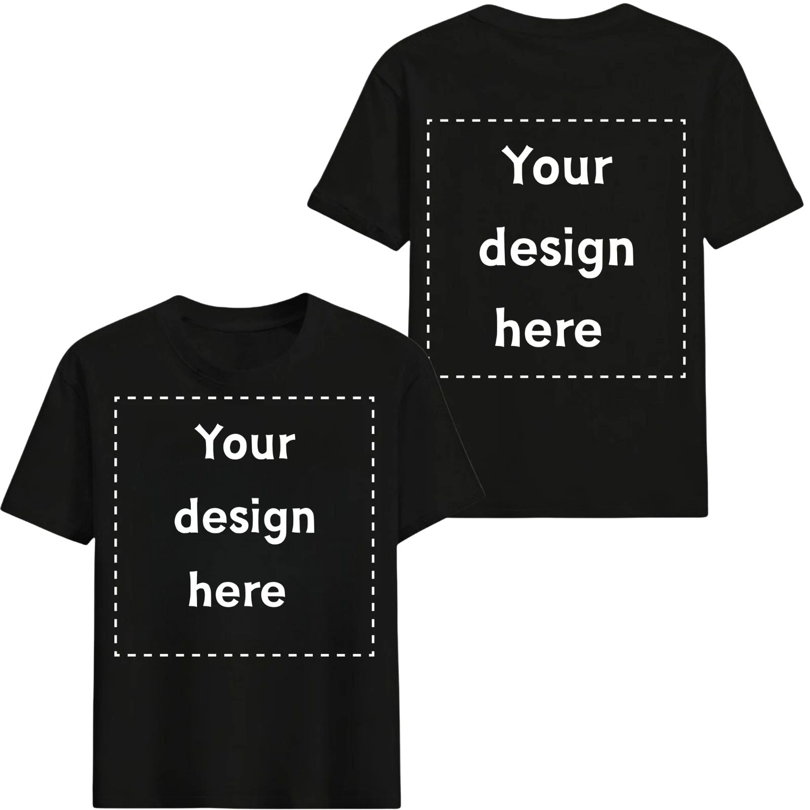 Custom T-Shirt Personalized Upload Your Photo Text Logo Front & Back 100% Cotton