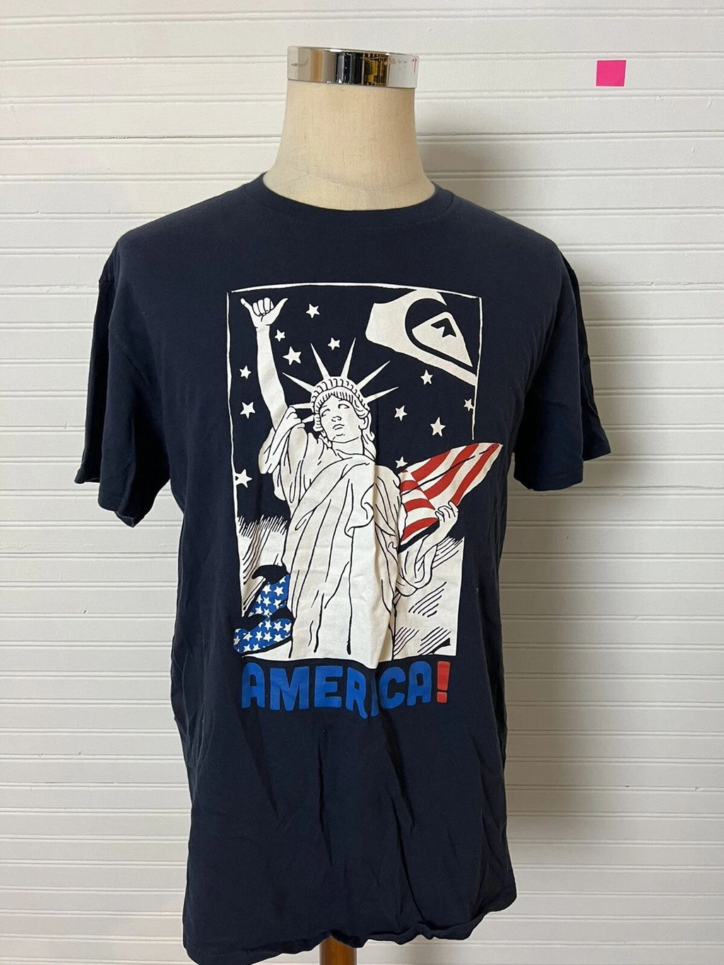 Quiksilver America Statue of Liberty Surfboard Blue T Shirt Men’s L