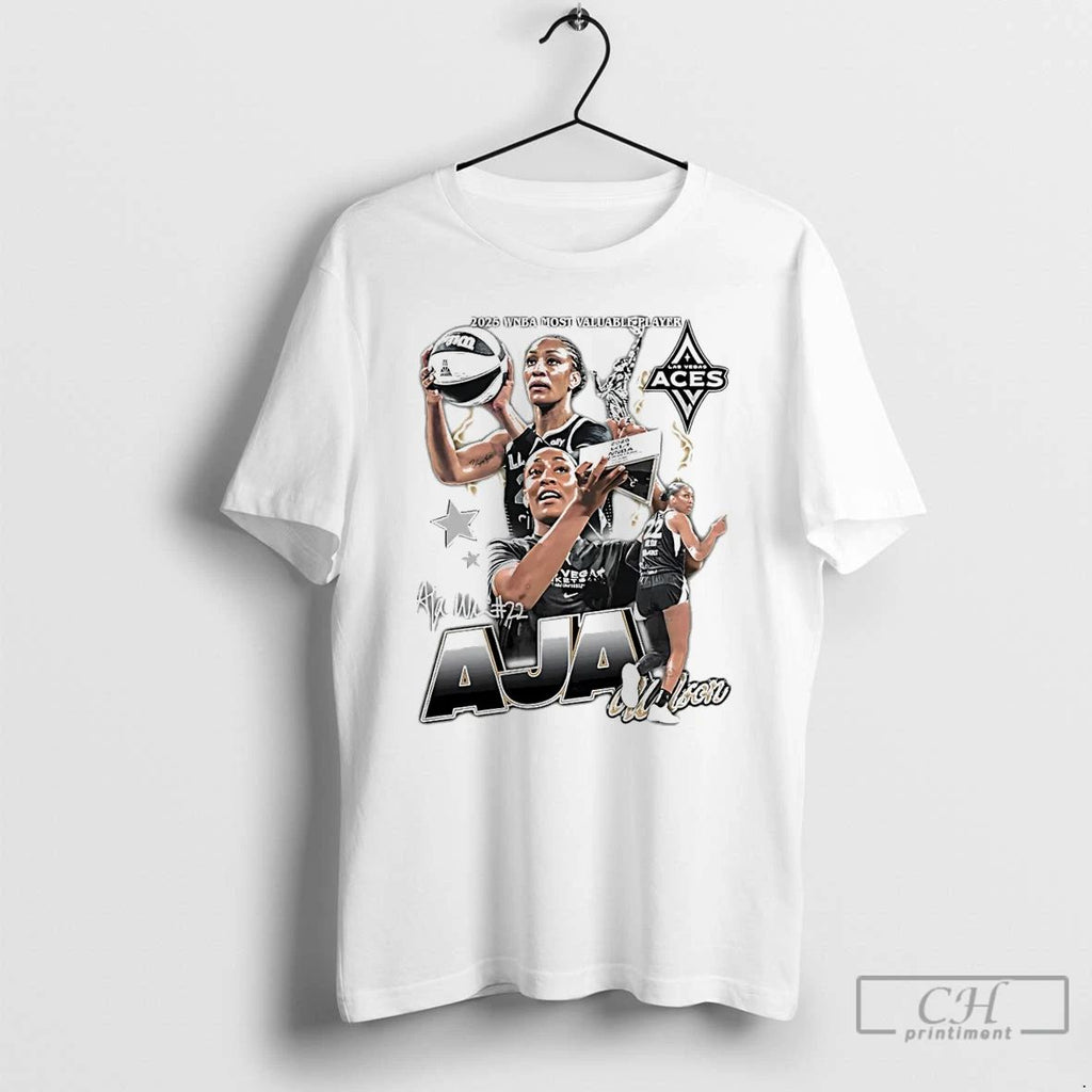 Classic Aja Wilson Las Vegas Aces Wnba Most Valuable Player Signature T Shirts