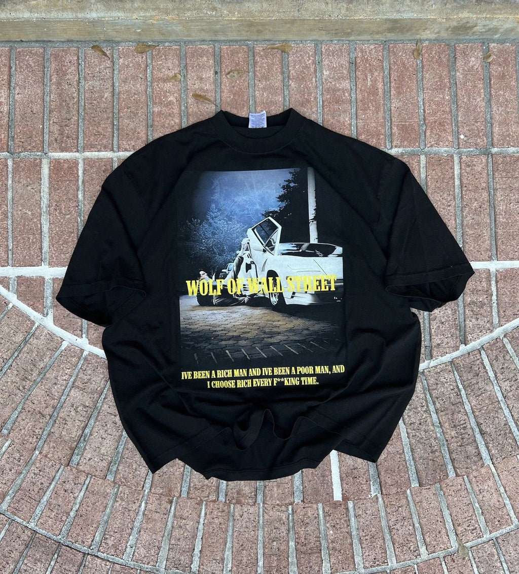 Vintage Style Wolf Of Wall Street Shaka Wear Over Sized Drop Shoulder T