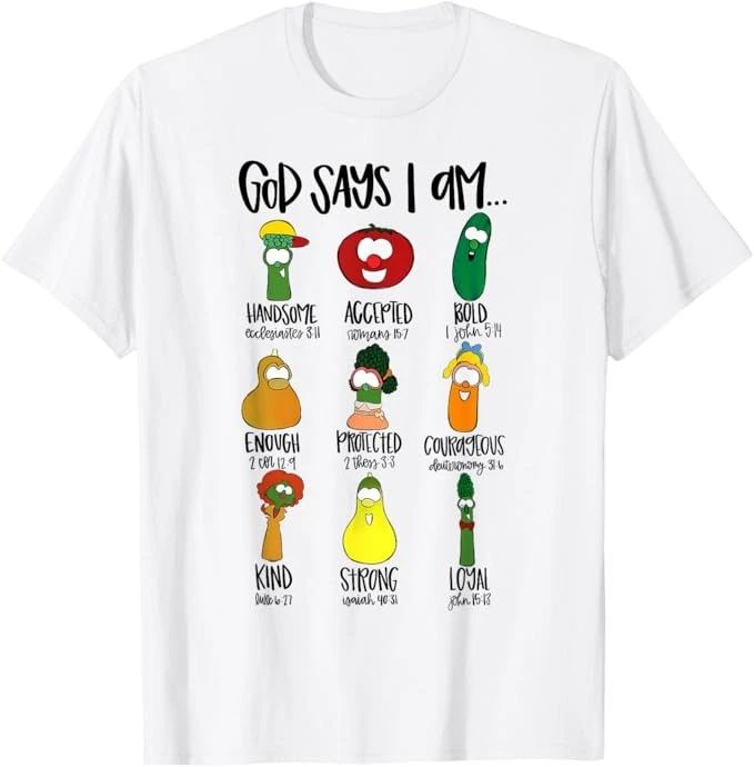 God Says Im Enough Vegetables Doodle Foodie Preppy Aesthetic T-Shirt