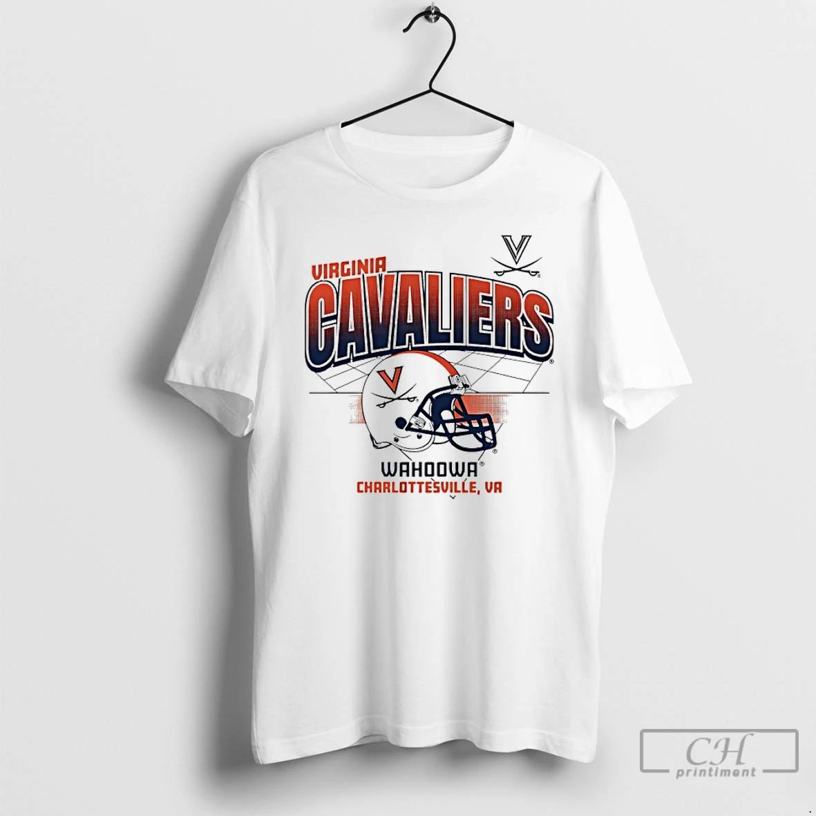 Classic Virginia Cavaliers Football Wahoowa Helmet Grid T Shirts
