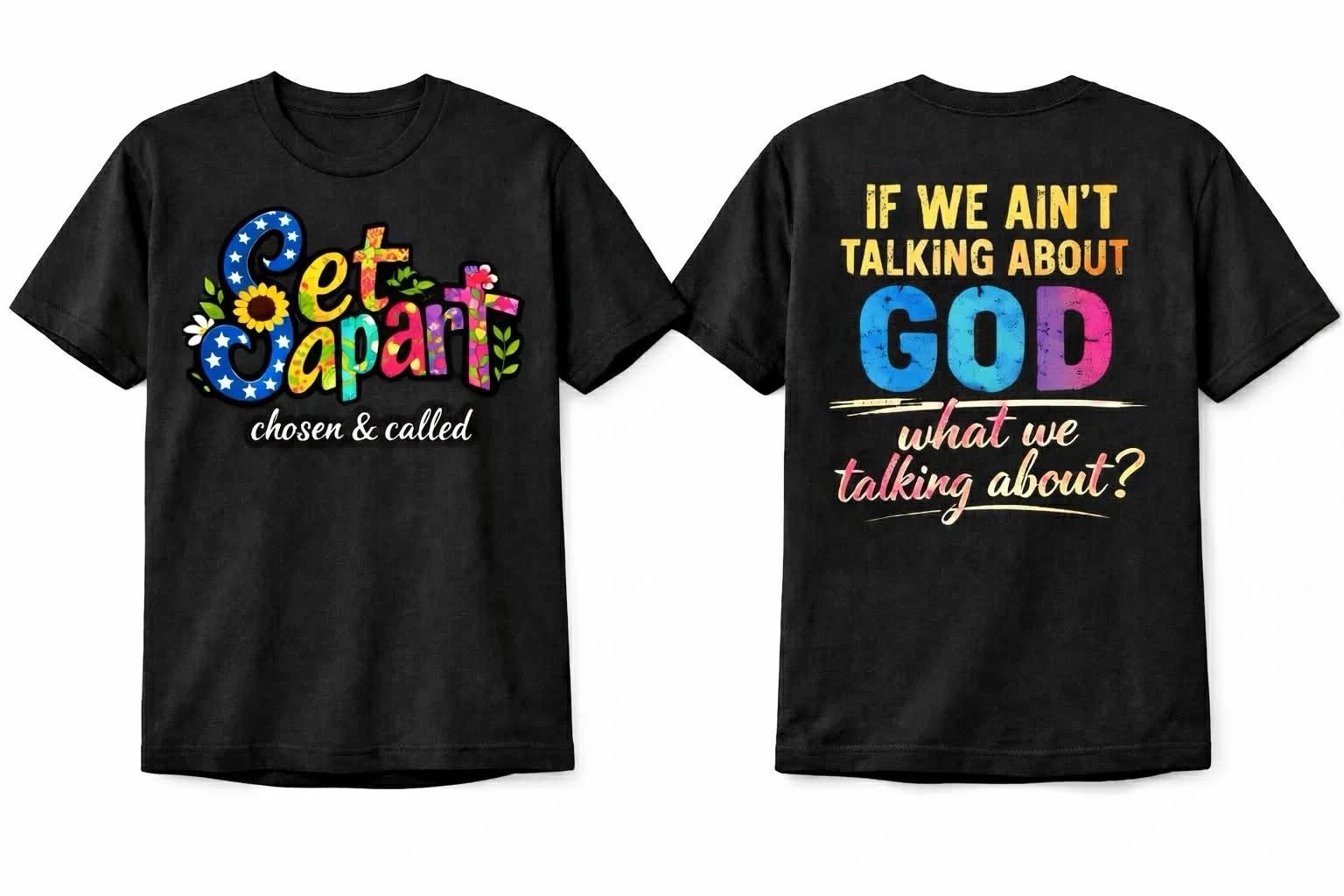 Christian Inspirational Graphic Print Cross Black Men's Crew Neck Cotton T-Shirt