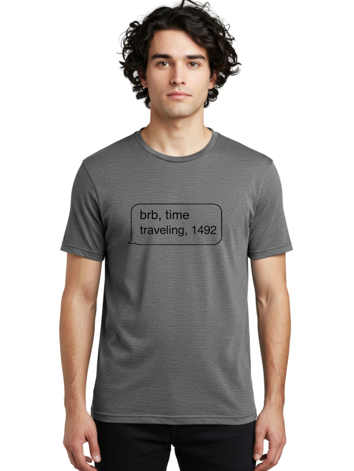Brb-Time-Traveling-1492 Mens Graphic Tee, 100% Cotton, Casual Summer Wear