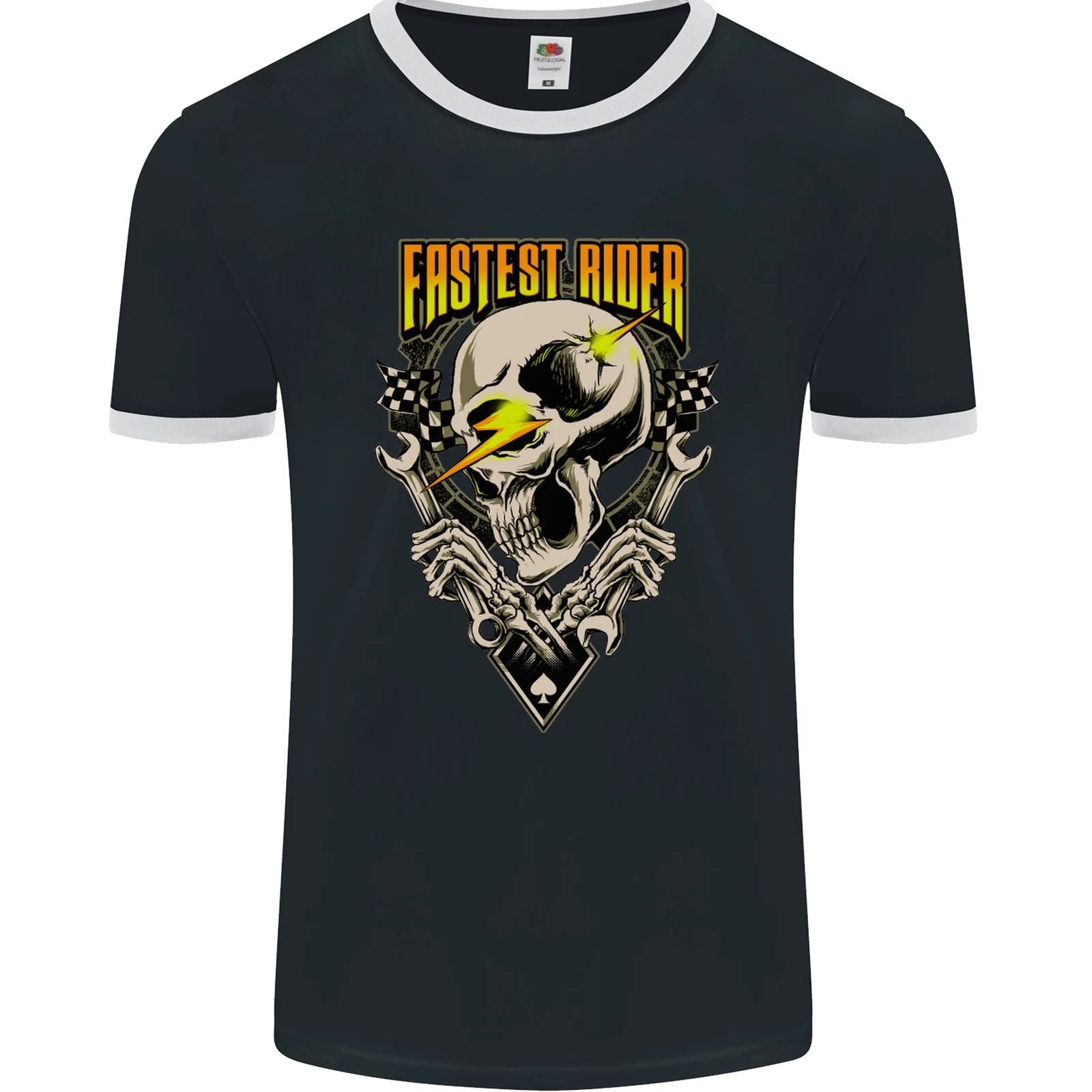 Fastest Rider Motorcycle Motorbike Biker Mens Ringer T-Shirt FotL