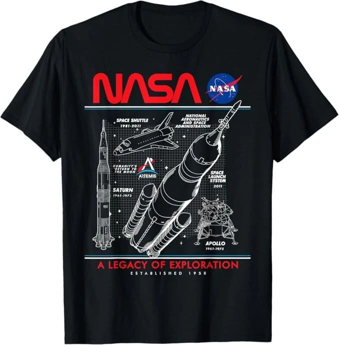 NASA Space Shuttle SLS Saturn V Apollo Lunar Schematic T-Shirt S-3XL