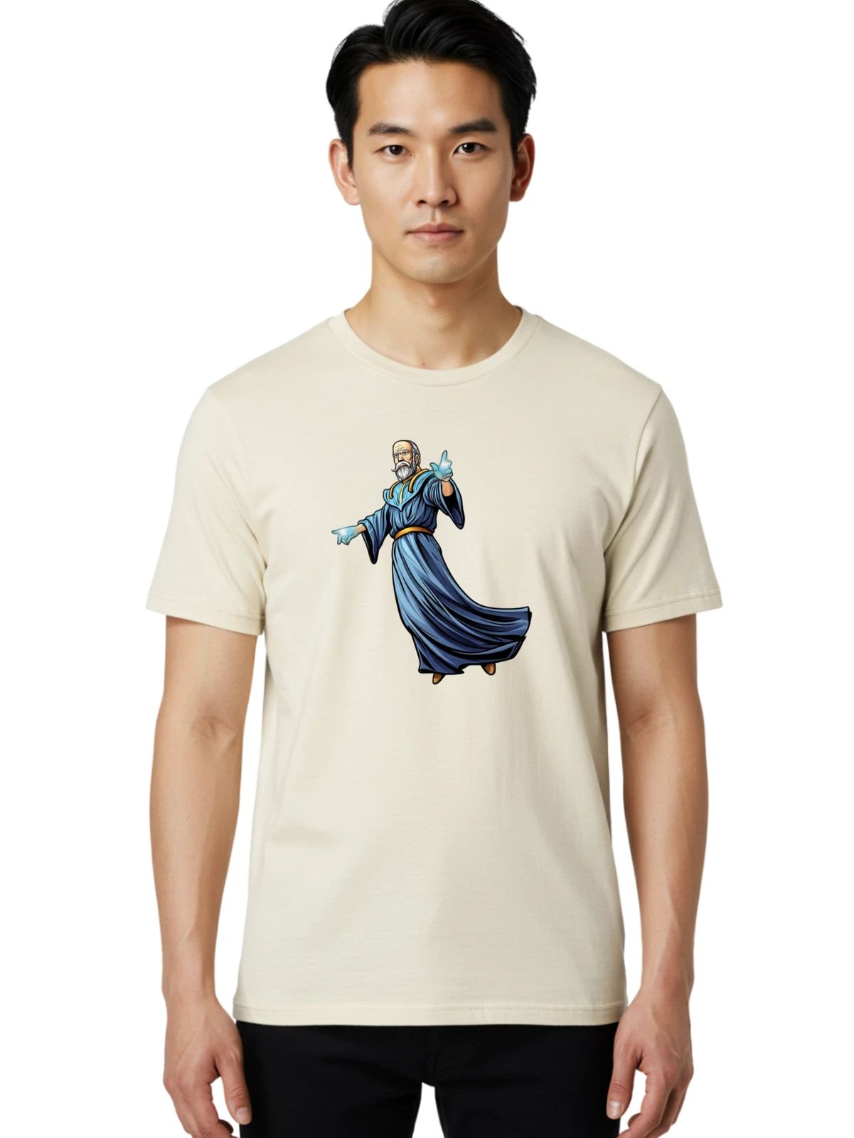 Old-Bearded-Wizard Mens Graphic Tee, 100% Cotton, Casual Summer Wear