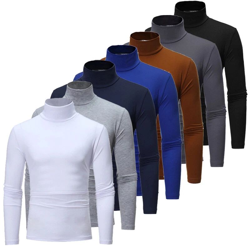Men's Turtleneck Pullover Long Sleeve Jumper Top Warm Casual Slim Fit T-Shirts⇘