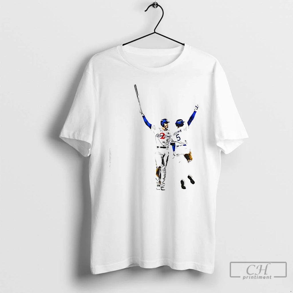 Premium Freddie Freeman And Trea Turner La Dodgers Celebrating Graphic Signatures T Shirts