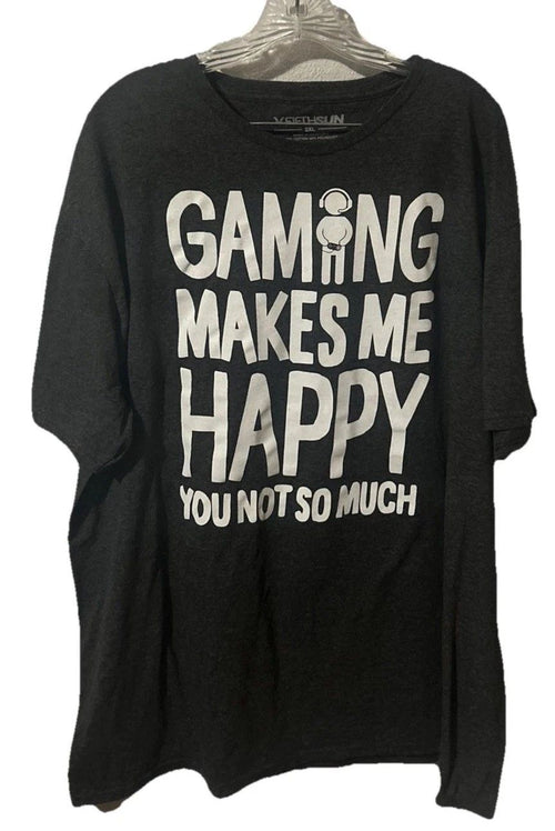 "Gaming Makes Me Happy, You Not So" Sz 2XL  Graphic Print T-shirt grey mens 1965