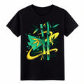 Urban Street Art Bamboo Print T-Shirt, Modern Graffiti Bamboo Graphic Cotton Tee