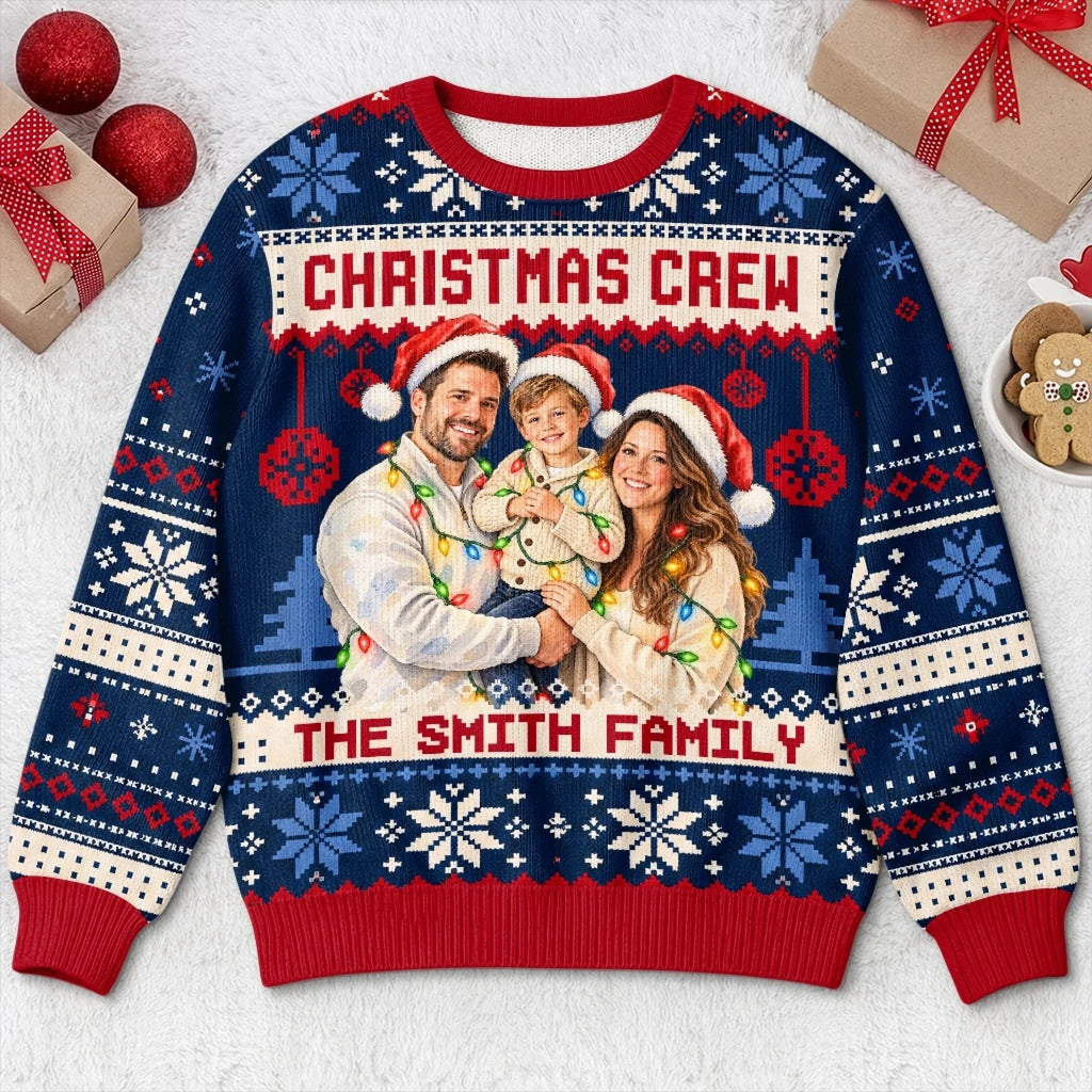 Custom Family Photo Christmas Gifts - Personalized Ugly Sweatshirt