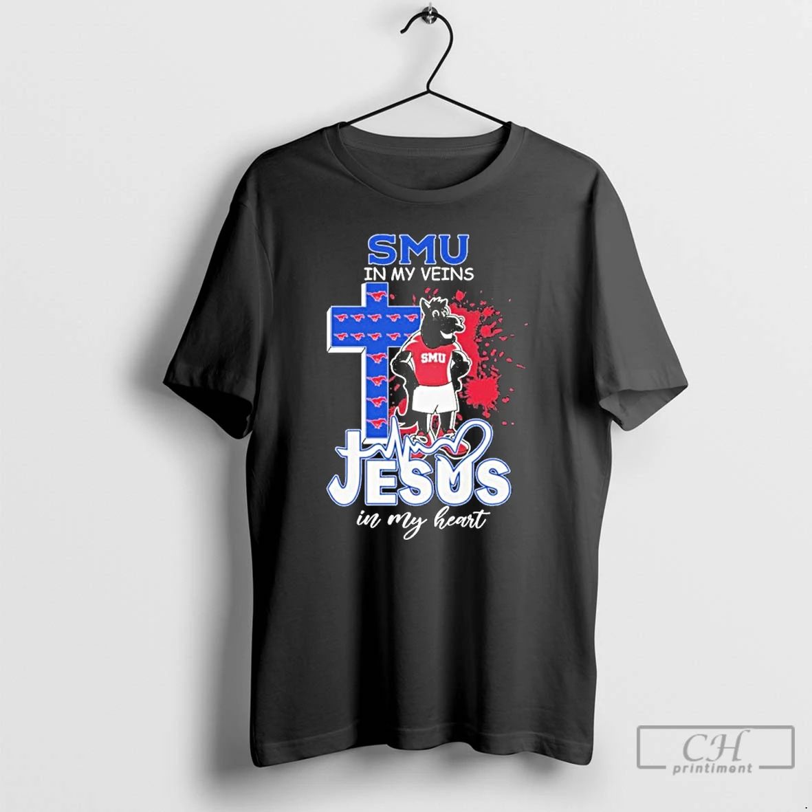 Classic Smu Mustangs In My Veins Jesus In My Heart T Shirts