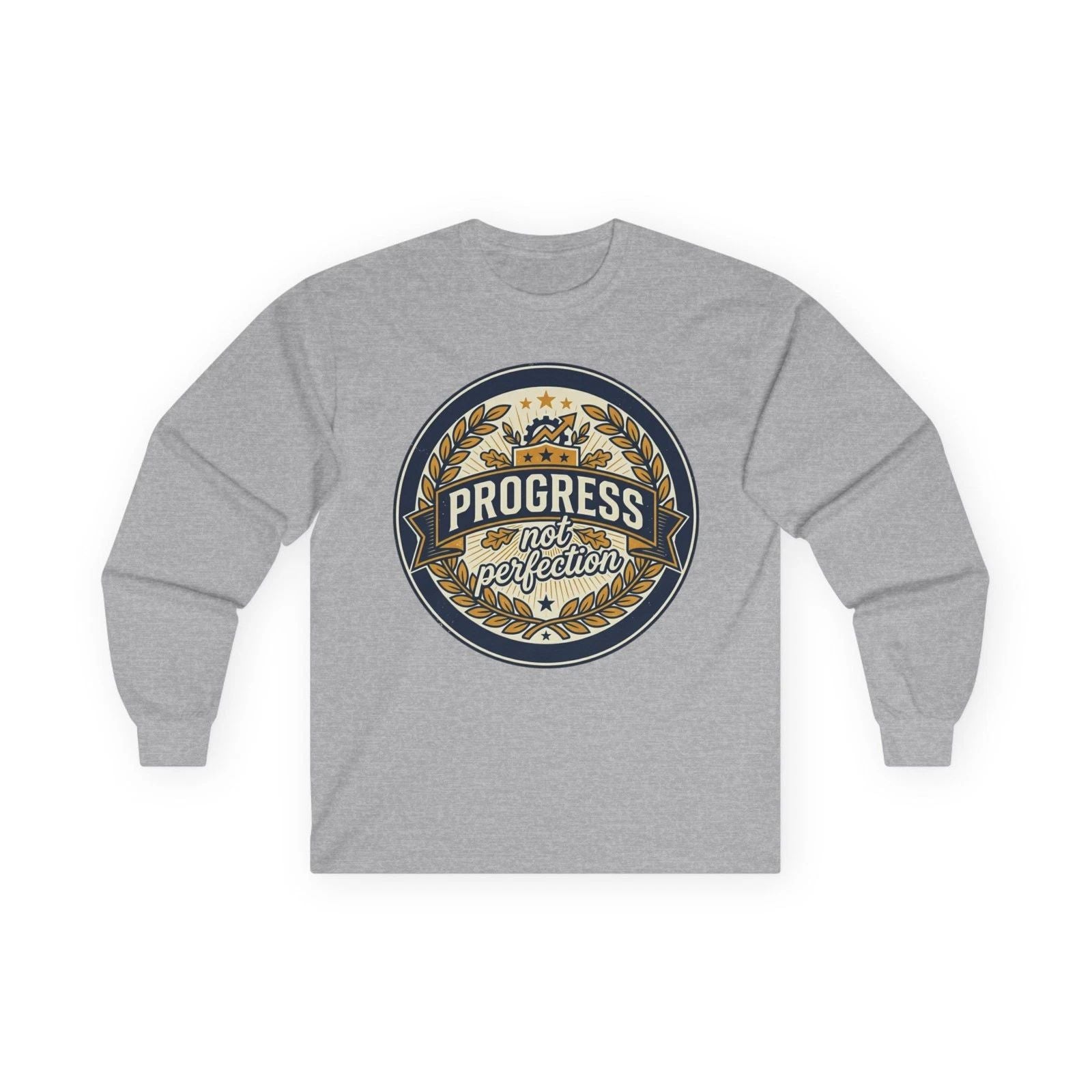 Progress Not Perfection long sleeve tee | Motivational emblem design